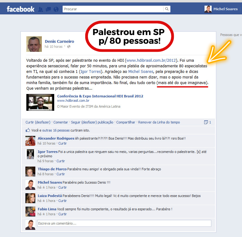 Palestrou para 80 pessoas